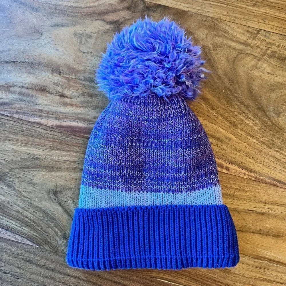 All In Motion Purple Fleece Cuffed Puff Beanie